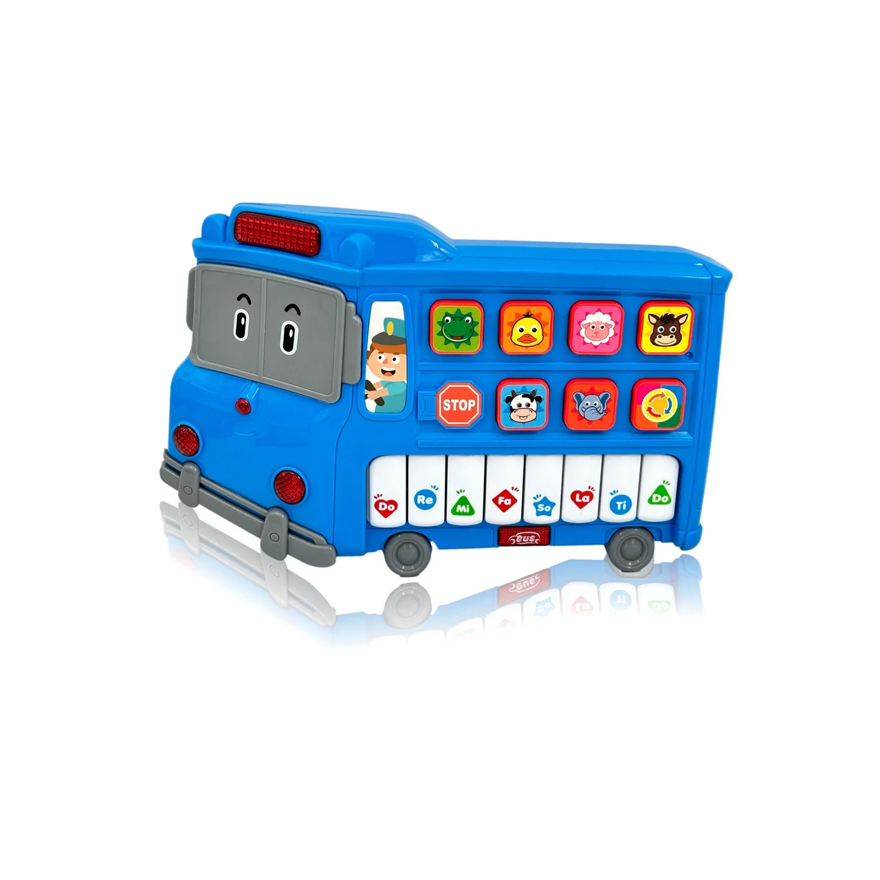 Jucarie Muzicala Educativa, Autobuz Scolar Interactiv pentru Bebelusi cu Lumini si Sunete de Animalute, Albastru [2]