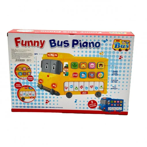 Jucarie Muzicala Educativa, Autobuz Scolar Interactiv pentru Bebelusi cu Lumini si Sunete de Animalute, Galben [7]