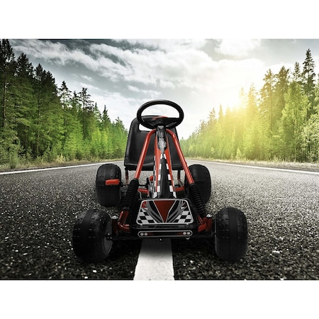 Kart cu pedale pentru Copii, Volan si Scaun Reglabil, Schimbator  cu Functie Free Wheel si Frana de Mana - Negru-Rosu [5]