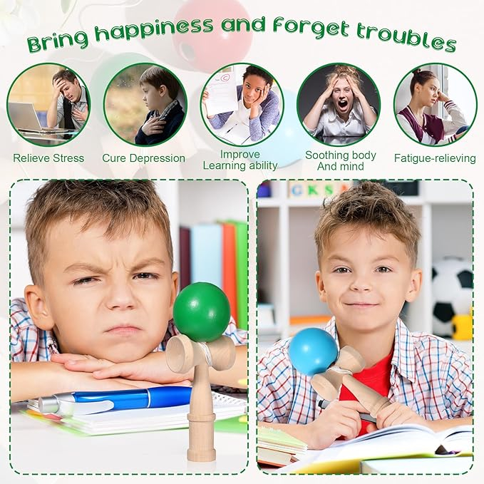 Kendama Sports din Lemn - Joc Interactiv de Indemanare pentru Copii si Adulti , 18 CM [5]