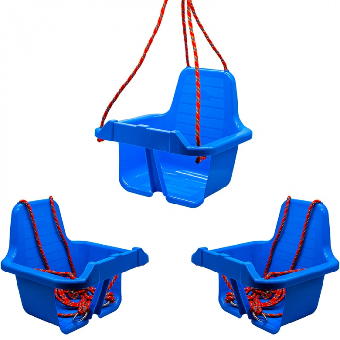 Leagan pentru Copii din plastic cu Spatar pentru Interior sau Exterior , Stabil si Usor, Franghii Incluse -  Albastru [3]