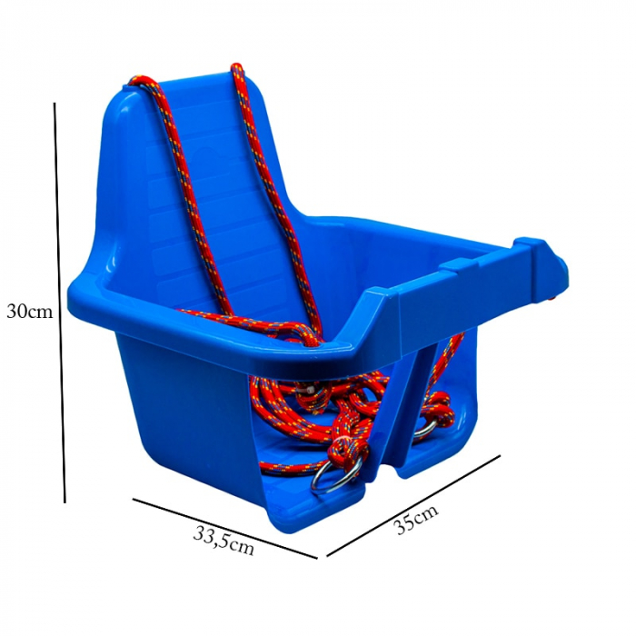 Leagan pentru Copii din plastic cu Spatar pentru Interior sau Exterior , Stabil si Usor, Franghii Incluse -  Albastru [4]