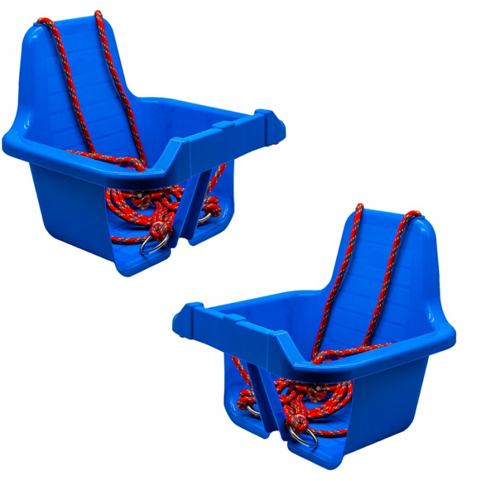 Leagan pentru Copii din plastic cu Spatar pentru Interior sau Exterior , Stabil si Usor, Franghii Incluse -  Albastru [2]