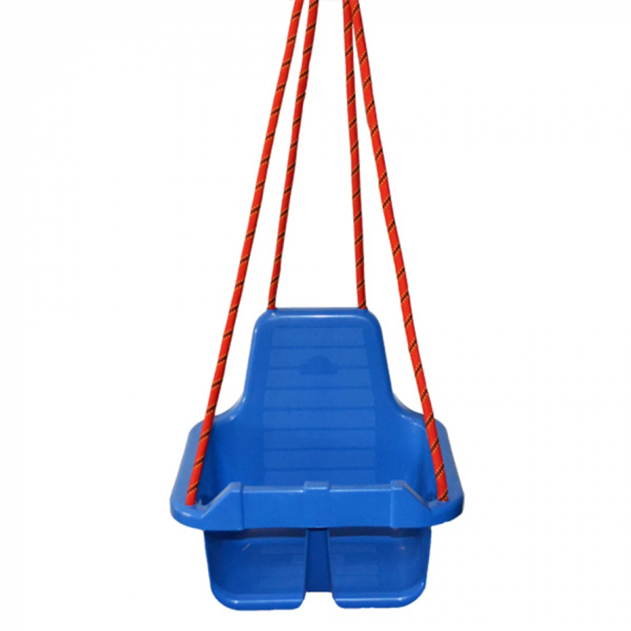 Leagan pentru Copii din plastic cu Spatar pentru Interior sau Exterior , Stabil si Usor, Franghii Incluse -  Albastru [5]