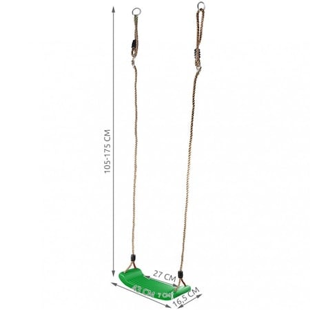 Leagan pentru copii cu platforma de plastic, franghii si elemente metalice pentru siguranta, verde [3]