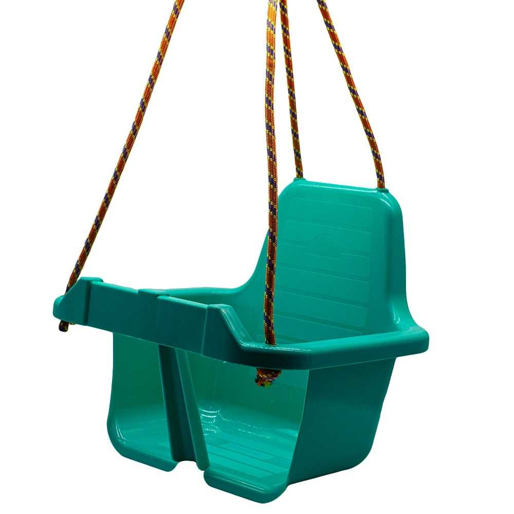 Leagan pentru Copii din plastic cu Spatar pentru Interior sau Exterior , Rezistent , Stabil si Usor, Franghii cu Inele Metalice de Prindere  Incluse - TURCOAZ [3]