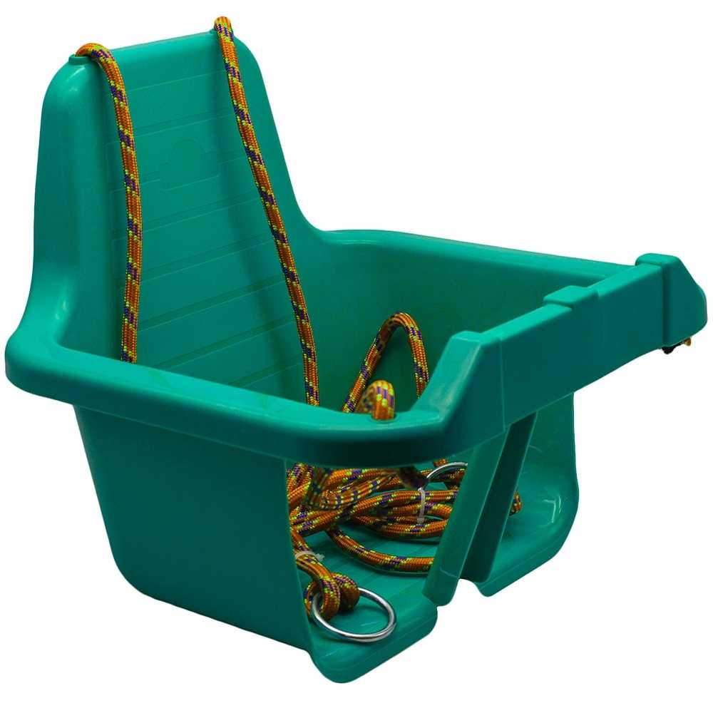 Leagan pentru Copii din plastic cu Spatar pentru Interior sau Exterior , Rezistent , Stabil si Usor, Franghii cu Inele Metalice de Prindere  Incluse - TURCOAZ [2]