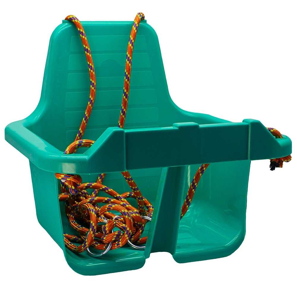 Leagan pentru Copii din plastic cu Spatar pentru Interior sau Exterior , Rezistent , Stabil si Usor, Franghii cu Inele Metalice de Prindere  Incluse - TURCOAZ [1]