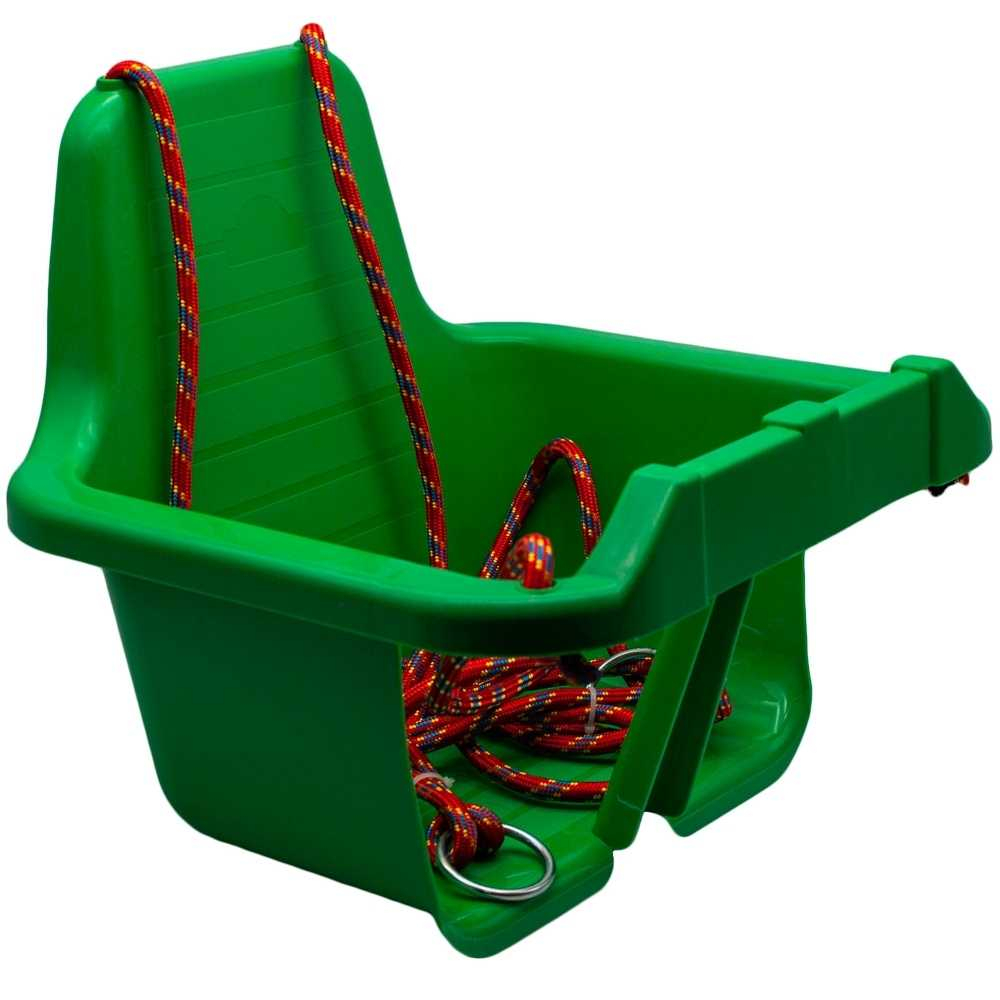 Leagan pentru Copii cu Spatar pentru Interior sau Exterior , Rezistent , Stabil si Usor, Franghii  cu Inele Metalice de Prindere Incluse -  VERDE INCHIS [2]
