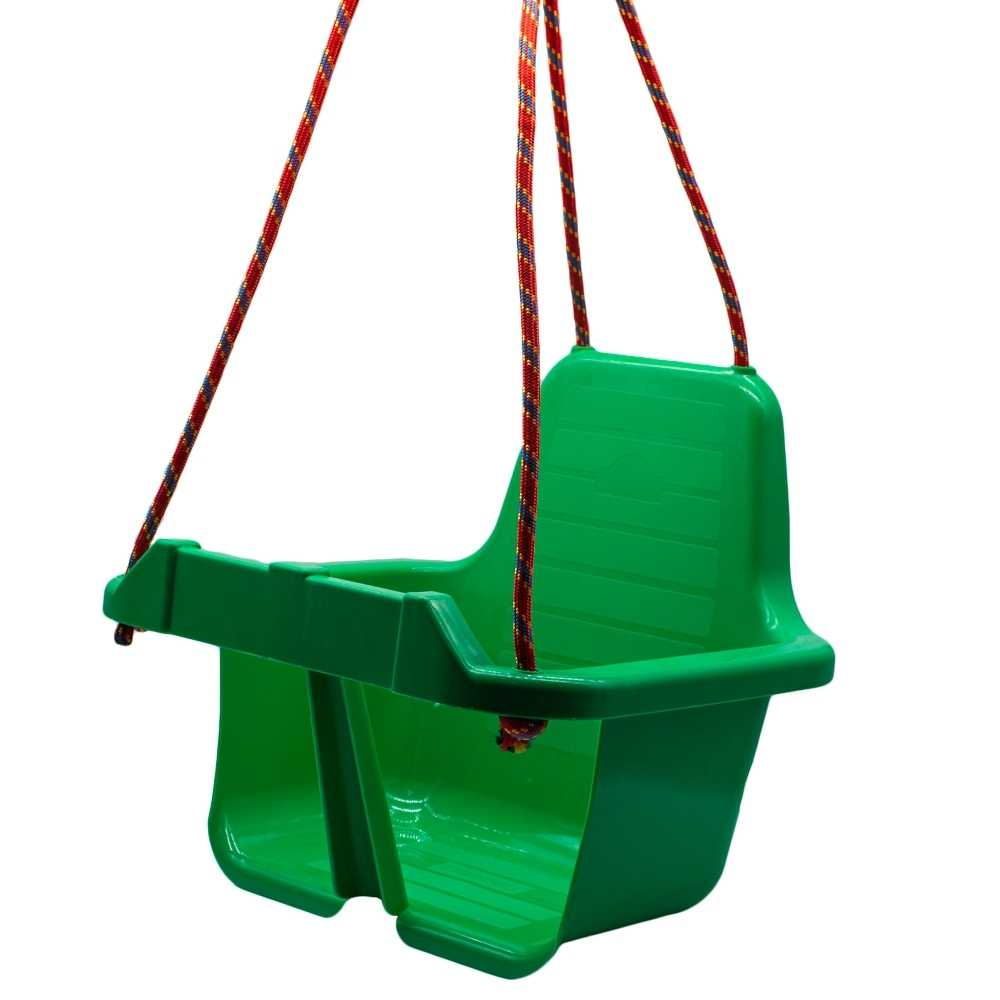 Leagan pentru Copii cu Spatar pentru Interior sau Exterior , Rezistent , Stabil si Usor, Franghii  cu Inele Metalice de Prindere Incluse -  VERDE INCHIS [3]