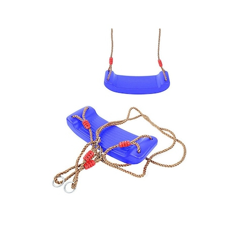 Leagan pentru copii din plastic fara spatar, Welora®, Stabil si Usor, Franghii Incluse, Rezistent 100kg, Calitate Premium, Dimensiuni 44 x 17 x 7.5 cm, Albastru [3]