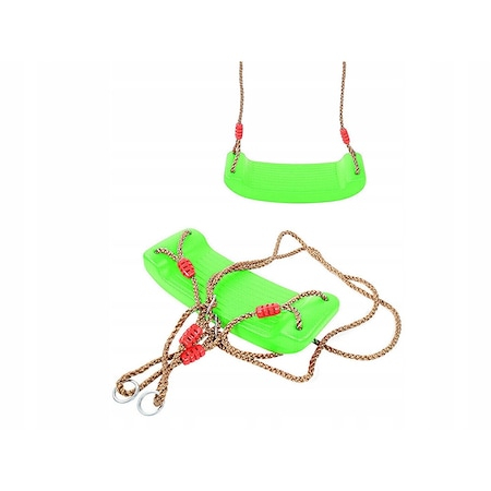 Leagan pentru copii din plastic fara spatar, Welora®, Stabil si Usor, Franghii Incluse, Rezistent 100kg, Dimensiuni 44 x 17 x 7.5 cm, Verde [5]