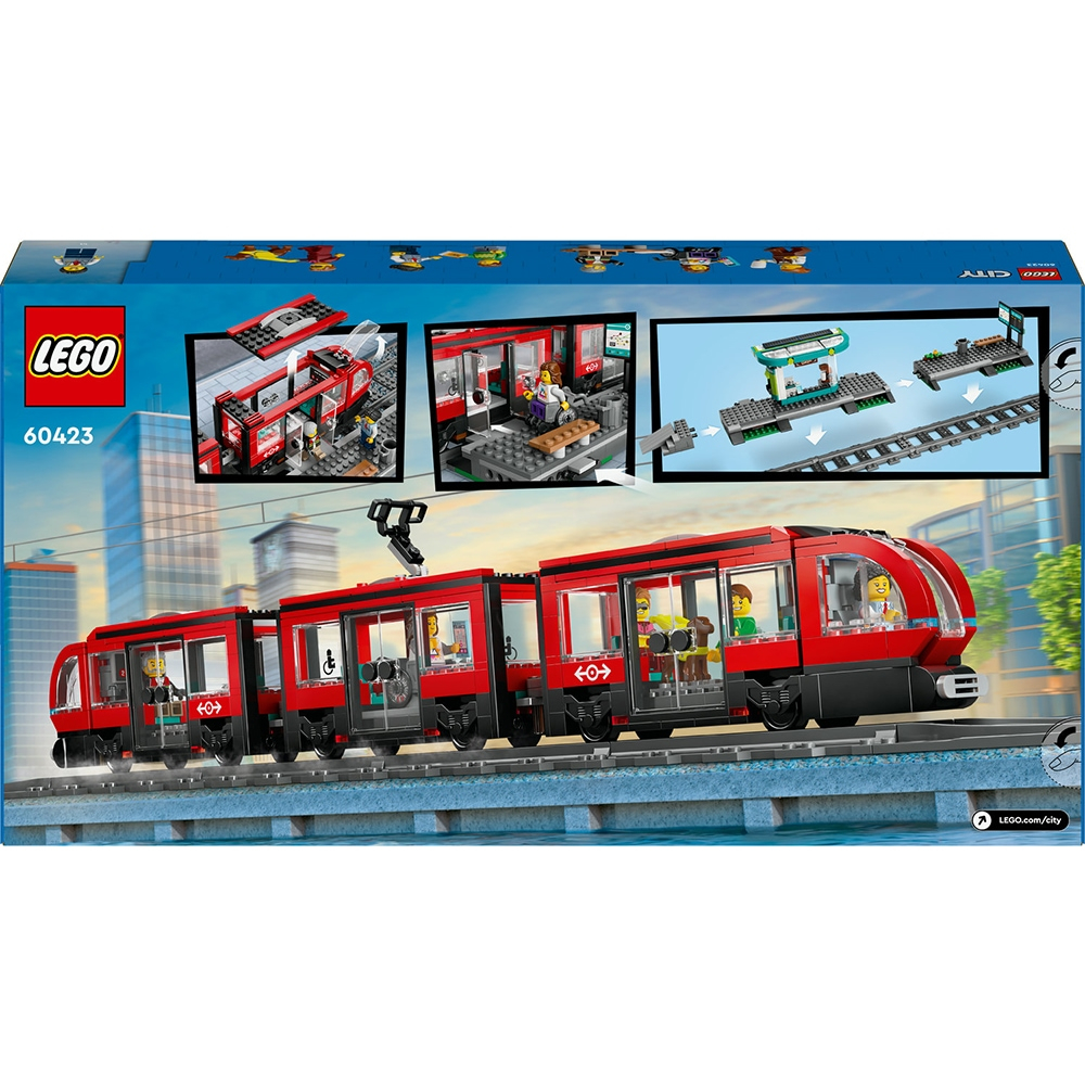Mega Set de Constructii - LEGO® City Stație și Tramvai Rosu  în Centrul Orașului , 811 Piese , 7 ani + [2]