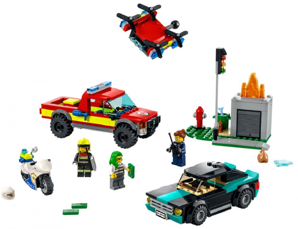 LEGO® City - Stingere de Incendiu si Urmarire cu Motocicleta de Politie , 295 piese -  COD 60319 [3]