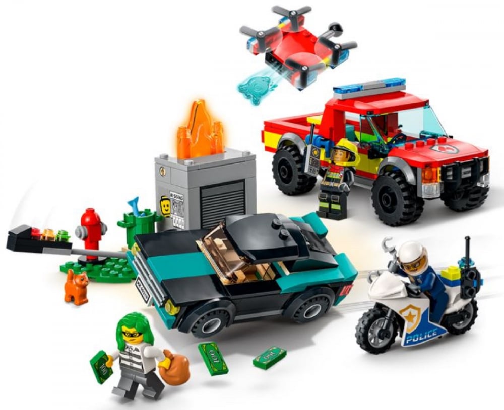 LEGO® City - Stingere de Incendiu si Urmarire cu Motocicleta de Politie , 295 piese -  COD 60319 [4]