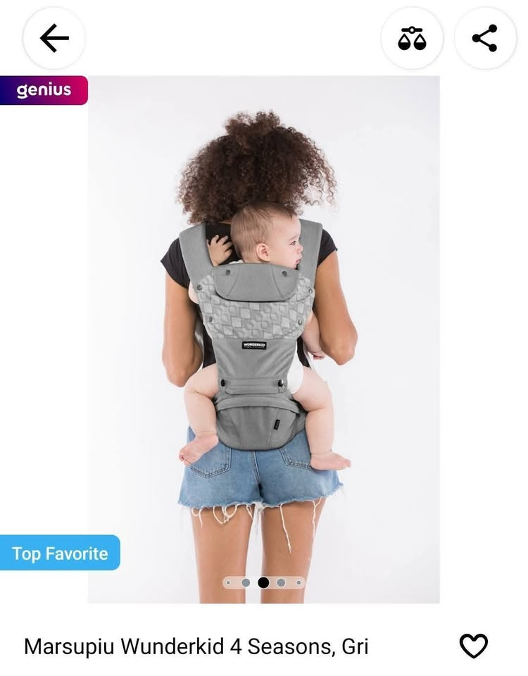 Marsupiu Multifunctional  pentru Bebelusi Wunderkid -  4 Sezoane cu 4 Pozitii de la  4 - 36 Luni  -  Culoare Gri Inchis [14]