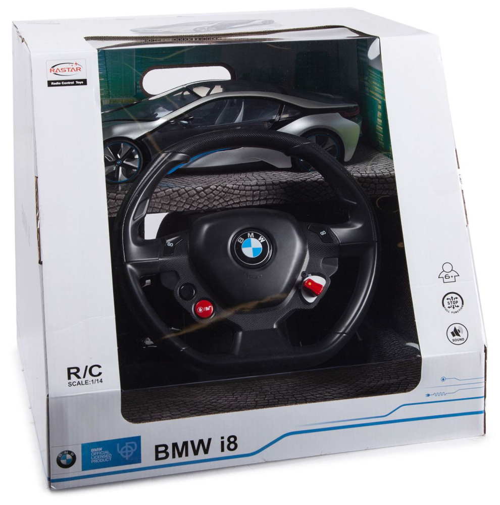 Masina  cu Radiocomanda ,  Controler pe Volan Rastar - BMW I8, 1:14, Gri [2]