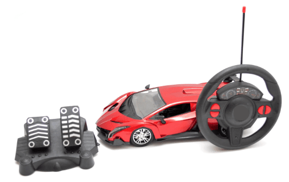 Masina cu Telecomanda tip Volan si Pedale cu Acceleratie  , Scara 1:16, Lumini LED, Design Supercar,  Dimensiune Set   43cm L x 32cm I x 9 cm l  - Masinuta  Rosie [6]