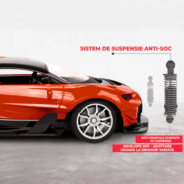 Masina cu Telecomanda tip Volan si Pedale cu Acceleratie , Scara 1:16, Lumini LED, 2,4Ghz, Design Supercar Dimensiune Set   43cm L x 32cm I x 9 cm l - Masinuta Alabastra [3]