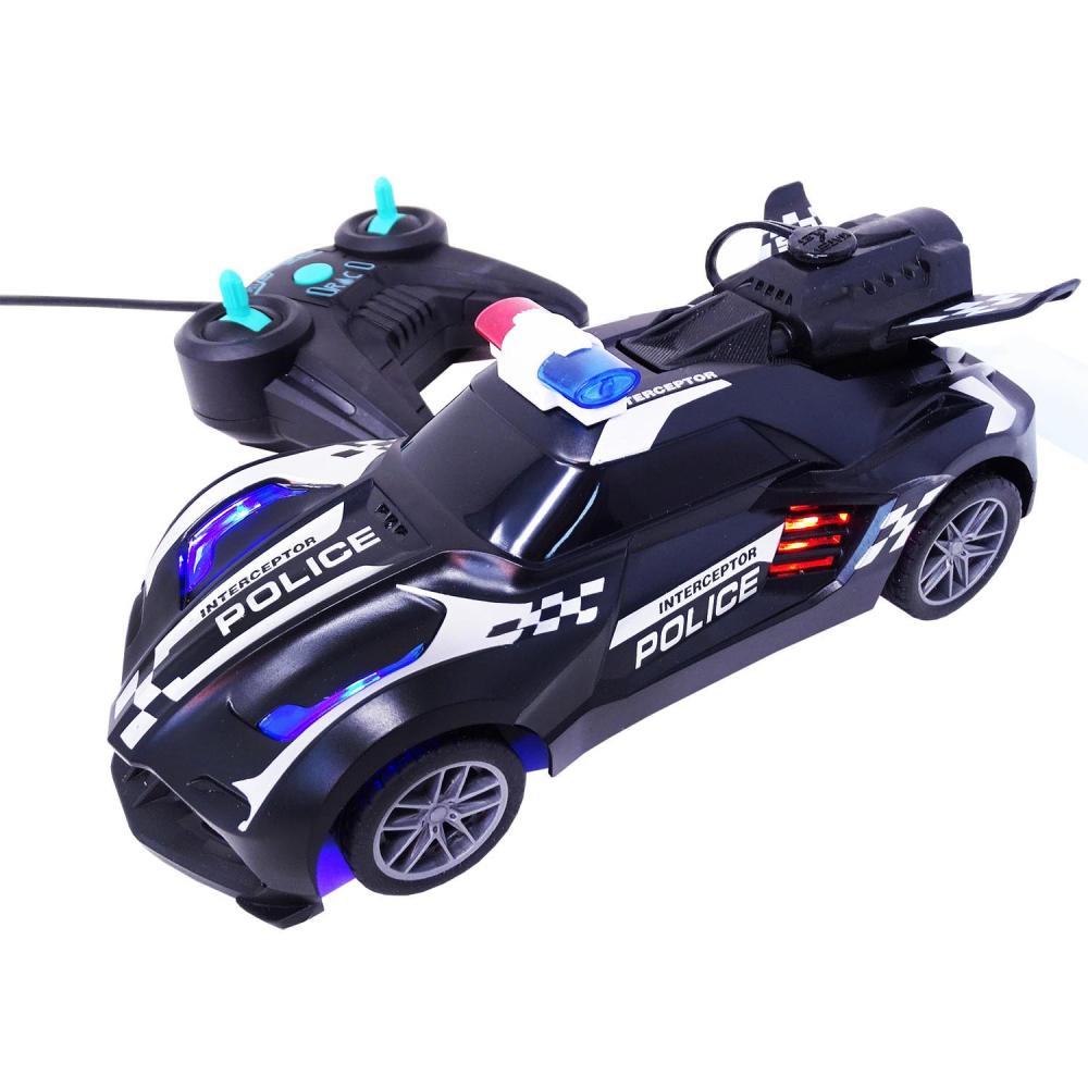 Masinuta cu Radiocomanda de Politie SpeedX Drift Turbo, Scoate Fum, Scara 1:20, Lumineaza Farurile, Functii - Stanga, Dreapta, Inainte si Inapoi, Neagra 18 CM [6]