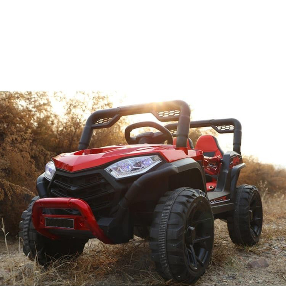 Masinuta Electrica cu Acumulator si Radiocomanda  pentru Copii -  Model Offroad  Buggyi UTV, Faruri Luminoase, 3 Viteze, Lungime 110 cm, , Rosu Camuflaj Spiderman [11]
