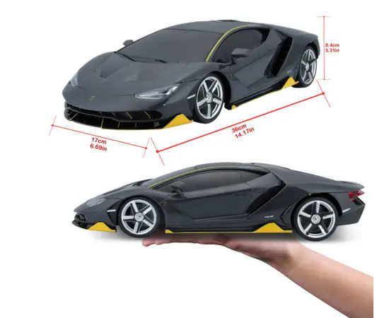 Masinuta RC Lamborghini Centenario -  Editie Limitata - Lumini Led si Suspensii, Roti de Cauciuc, Telecomanda Joystick 2.4 GHz , 36 CM-  Neagra Mat [9]