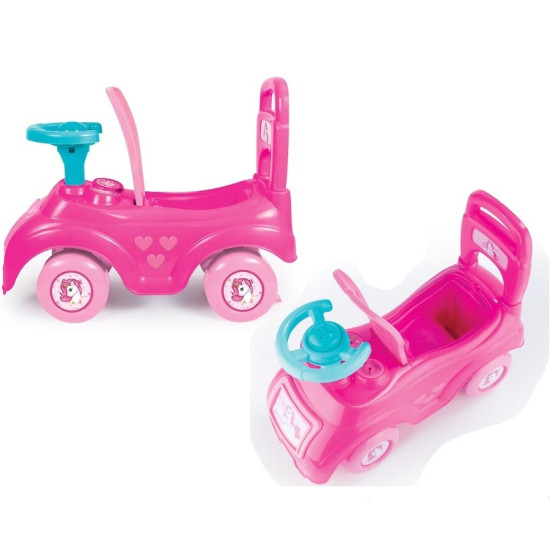Masinuta tip Premergator cu Volan si Spatiu de Depozitare, Spatar Inalt -  Model Unicorn 37x48x21cm  - Roz [3]