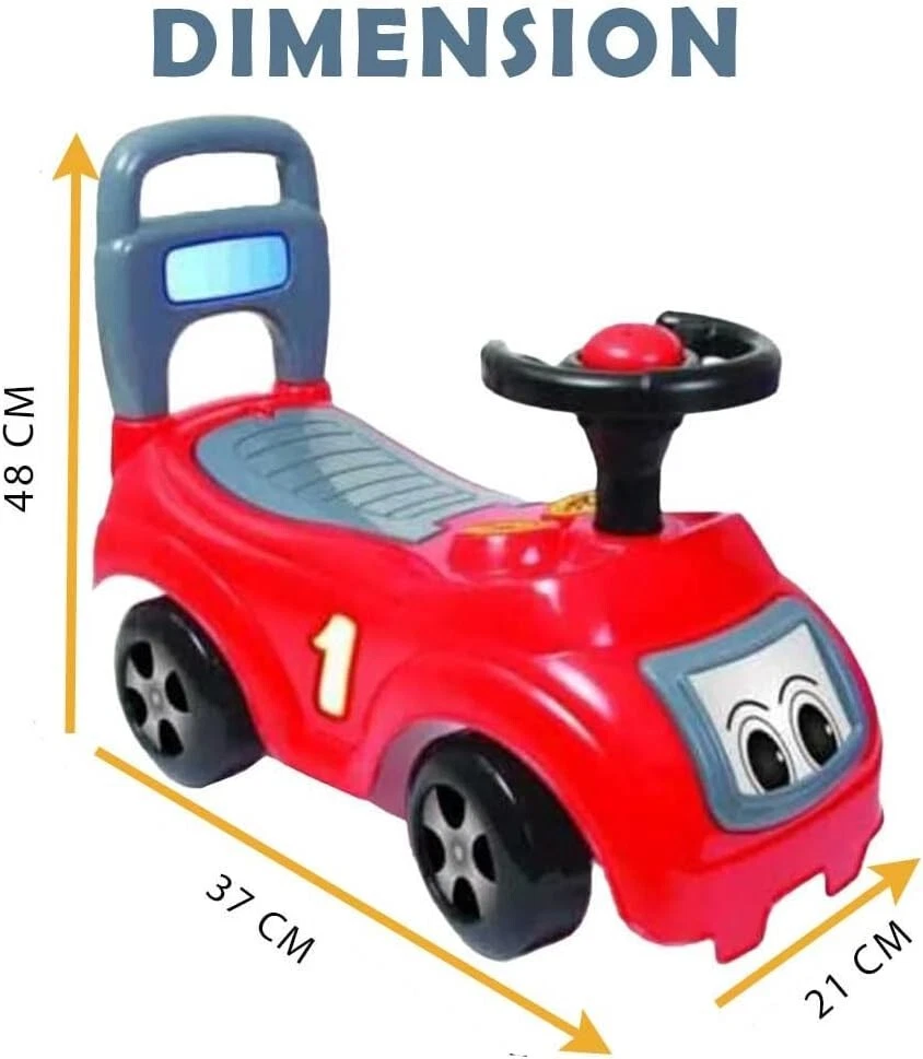 Masinuta tip Premergator pentru Bebelusi cu Volan si Spatiu de Depozitare, Spatar Inalt - Model Formula 1  - Rosu cu Negru [2]
