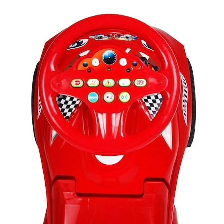 Masinuta Tip Premergator Ride On, Spatar Protectie si Volan cu Muzica, Lumini si Sunete in Limba Romana, Rosu [5]