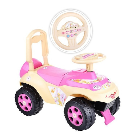 Masinuta Tip Premergator Ride On, Spatar Protectie si Volan cu Muzica, Lumini si Sunete in Limba Romana, Roz [2]