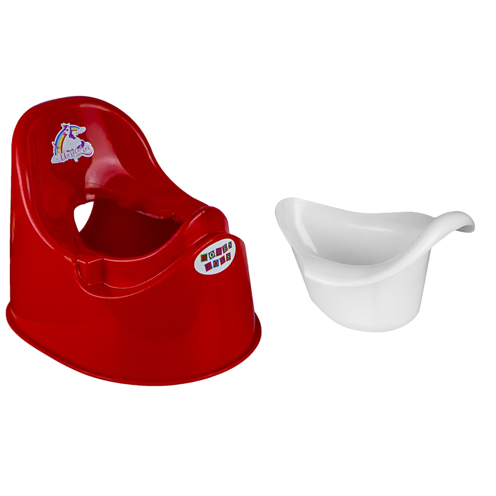 Olita pentru copii Smart Baby, margini rotunjite si vas detasabil, Rosu / Alb , 37x27.5x28 Cm [3]