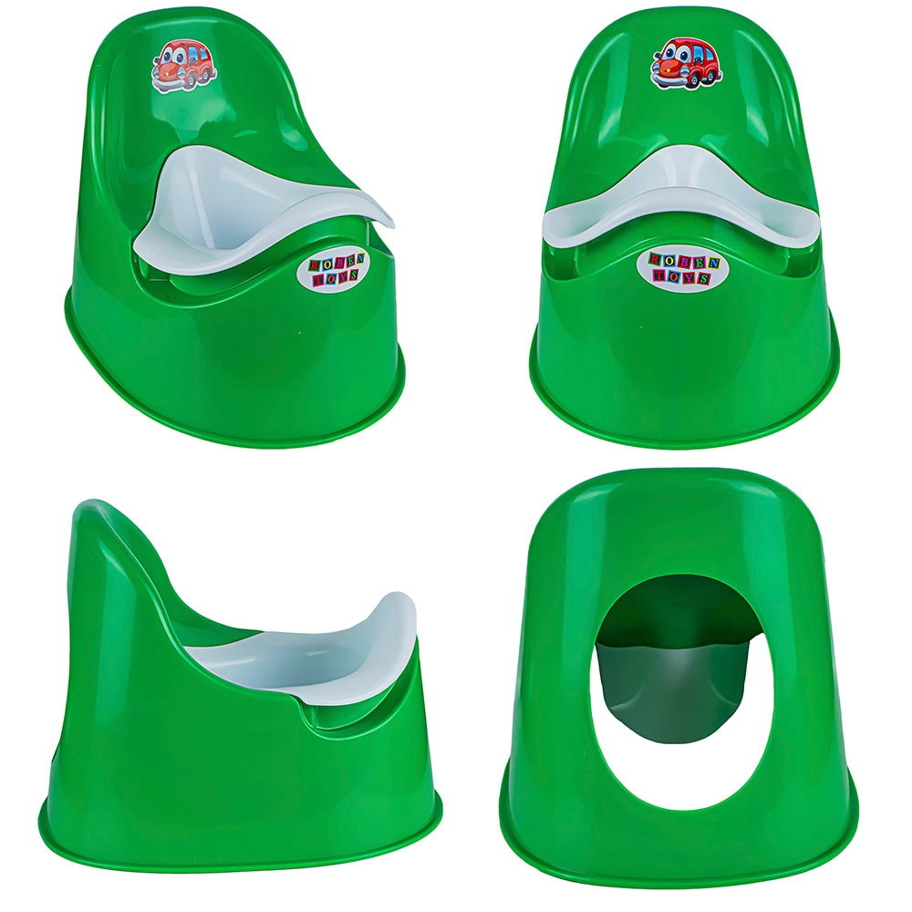 Olita pentru copii  Smart Baby, margini rotunjite si vas detasabil,  Verde inchis  / Alb , 37x27.5x28 Cm [2]