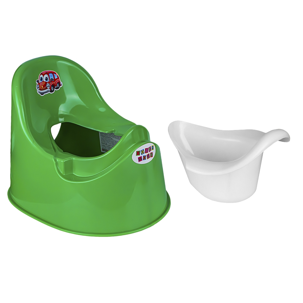 Olita pentru copii  Smart Baby, margini rotunjite si vas detasabil,  Verde inchis  / Alb , 37x27.5x28 Cm [4]