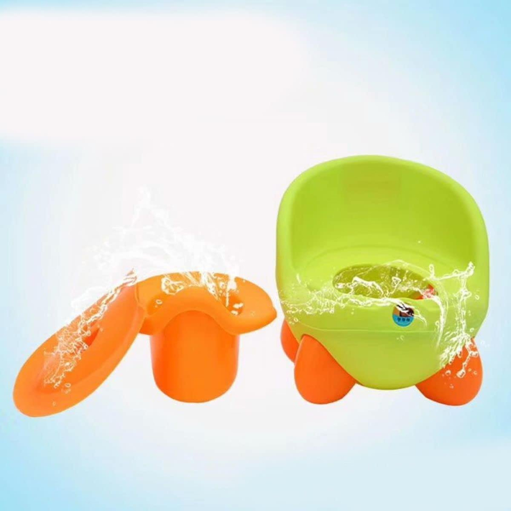 Olita Scaunel Bebe Ergonomic cu Capac , Scaun de Toaletă cu Picioruse  Antiderapante Throne pentru Antrenament WC - Verde cu Portocaliu [8]