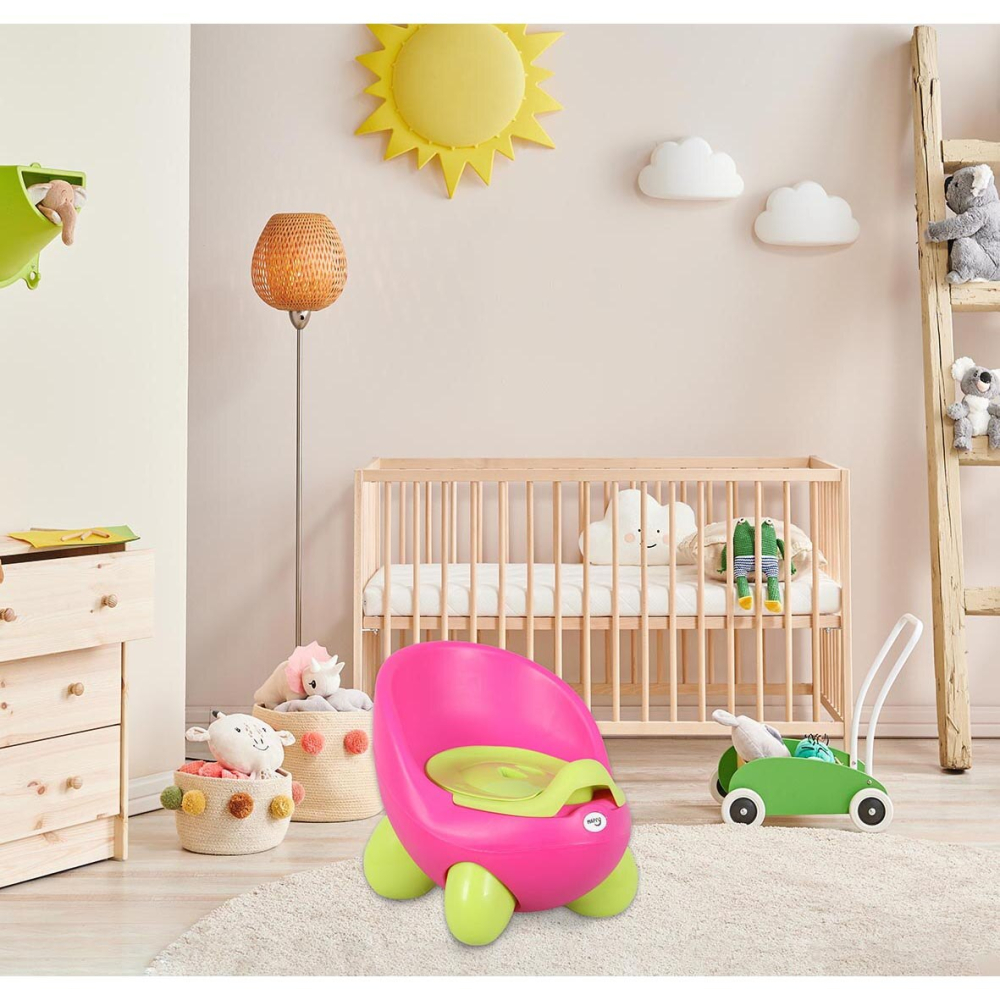 Olita Scaunel Bebe Ergonomic cu Capac , Scaun de Toaletă cu Picioruse  Antiderapante Throne  pentru Antrenament WC -  Roz cu Verde [2]