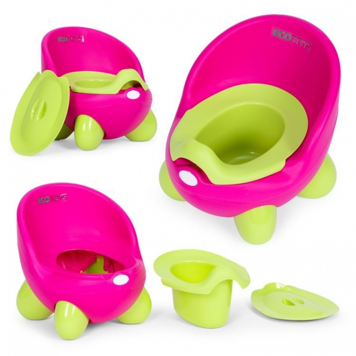Olita Scaunel Bebe Ergonomic cu Capac , Scaun de Toaletă cu Picioruse  Antiderapante Throne  pentru Antrenament WC -  Roz cu Verde [3]