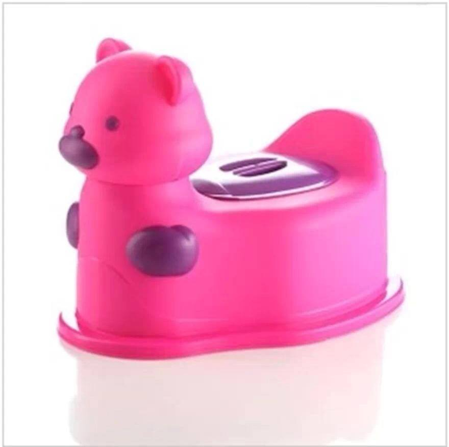 Olita Scaunel  pentru Bebelusi,  Vas Colector si Capac  Detasabil, Design Modern si Ergonomic - Model Ursulet   Roz cu Mov [3]