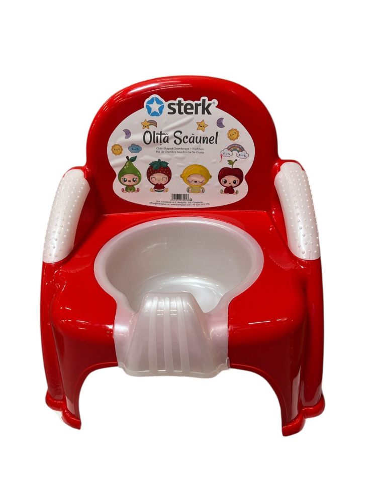 Olita tip Scaunel cu Manere si Baza Detasabila, Design Ergonomic, Marginile Rotunjite si Suprafata Netedă Dimensiuni 26.5 x 29 x 31 CM  - Culoare Rosie [2]