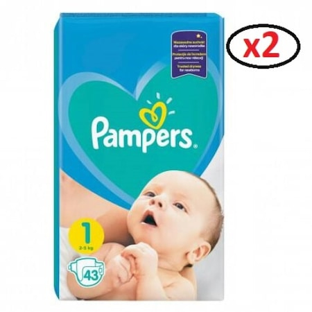 Pachet 2 x Scutece Pampers New Born - nr.1, 43 buc (86 buc) [2]