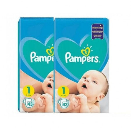 Pachet 2 x Scutece Pampers New Born - nr.1, 43 buc (86 buc) [4]