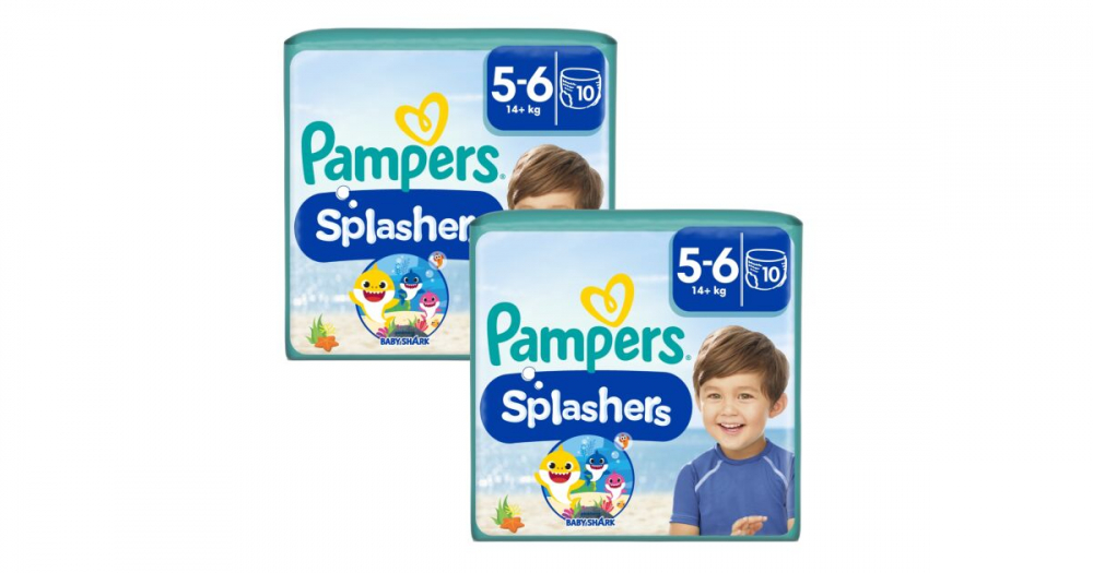 Pachet Promo - Scutece chilotel Bebelusi  pentru Apa-  Bazin pentru Inot- Piscina - Strand - Mare,  Pampers Splashers Marimea 5, 14+ kg, 2 x 10 buc / Pachet [1]