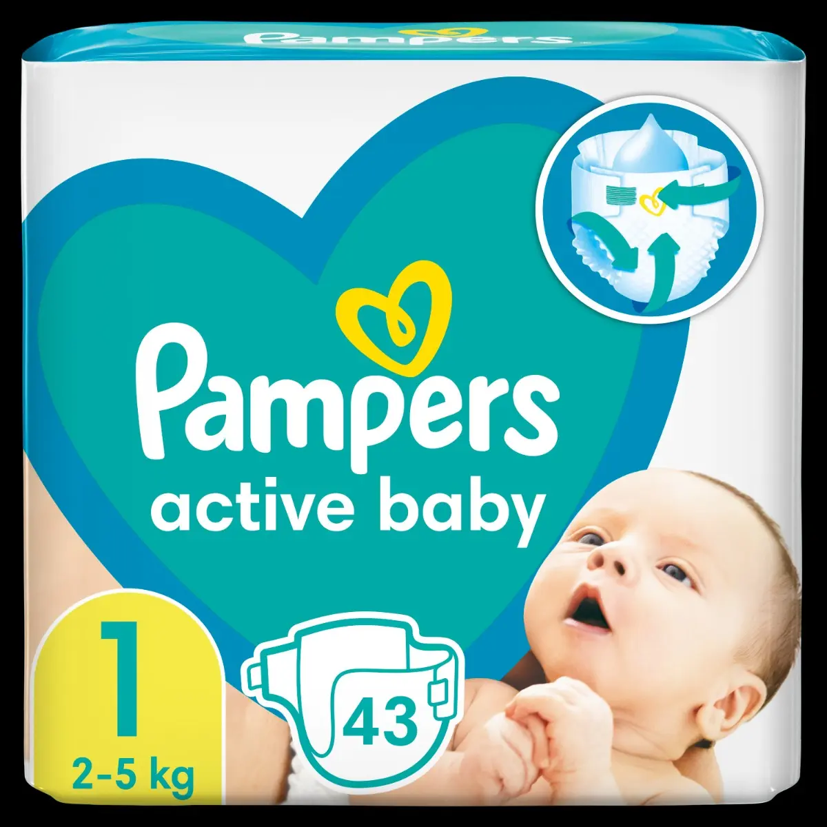Pachet Scutece Pampers pentru Nou Nascuti, Ultra Protection    Active Baby Giant Pack, Nr. 1, 2-5 kg, 43 Buc +  Servetele Umede  Pampers Baby Fresh  52 Buc [10]