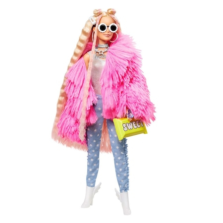 Papusa Barbie Extra Fluffy Pink Jacket, Mattel [1]