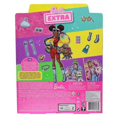Papusa Barbie Extra Style Curcubeu, cu 15 accesorii, multicolor [3]