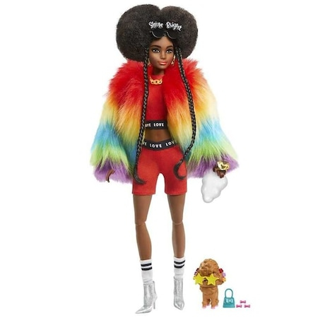 Papusa Barbie Extra Style Curcubeu, cu 15 accesorii, multicolor [2]