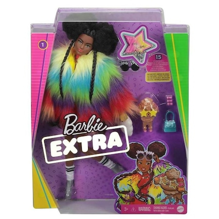 Papusa Barbie Extra Style Curcubeu, cu 15 accesorii, multicolor [4]