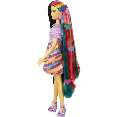 Papusa Barbie Totally Hair,cu Multiple Accesorii, Par Ondulat Brunet - 15 Piese Suplimentare, inclusiv 8 agrafe de par cu schimbare de culoare, Accesorii pentru Coafare si o Moda Suplimentara. [6]