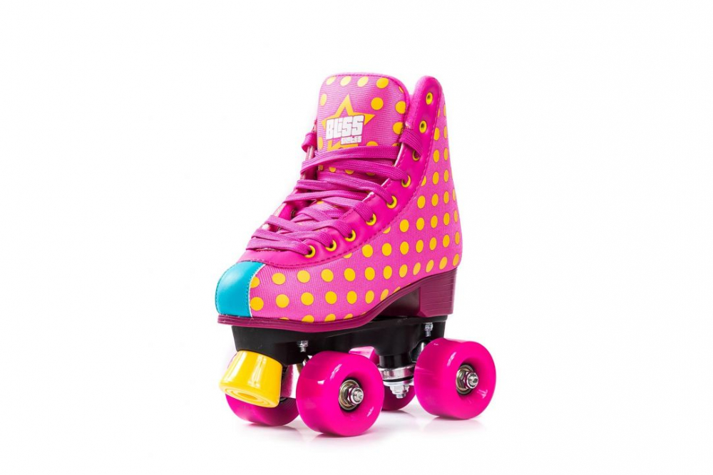 Patine cu Rotile  pentru  Fetite  -  Linie Moderna cu Buline,   Culoare Roz /Pink [2]