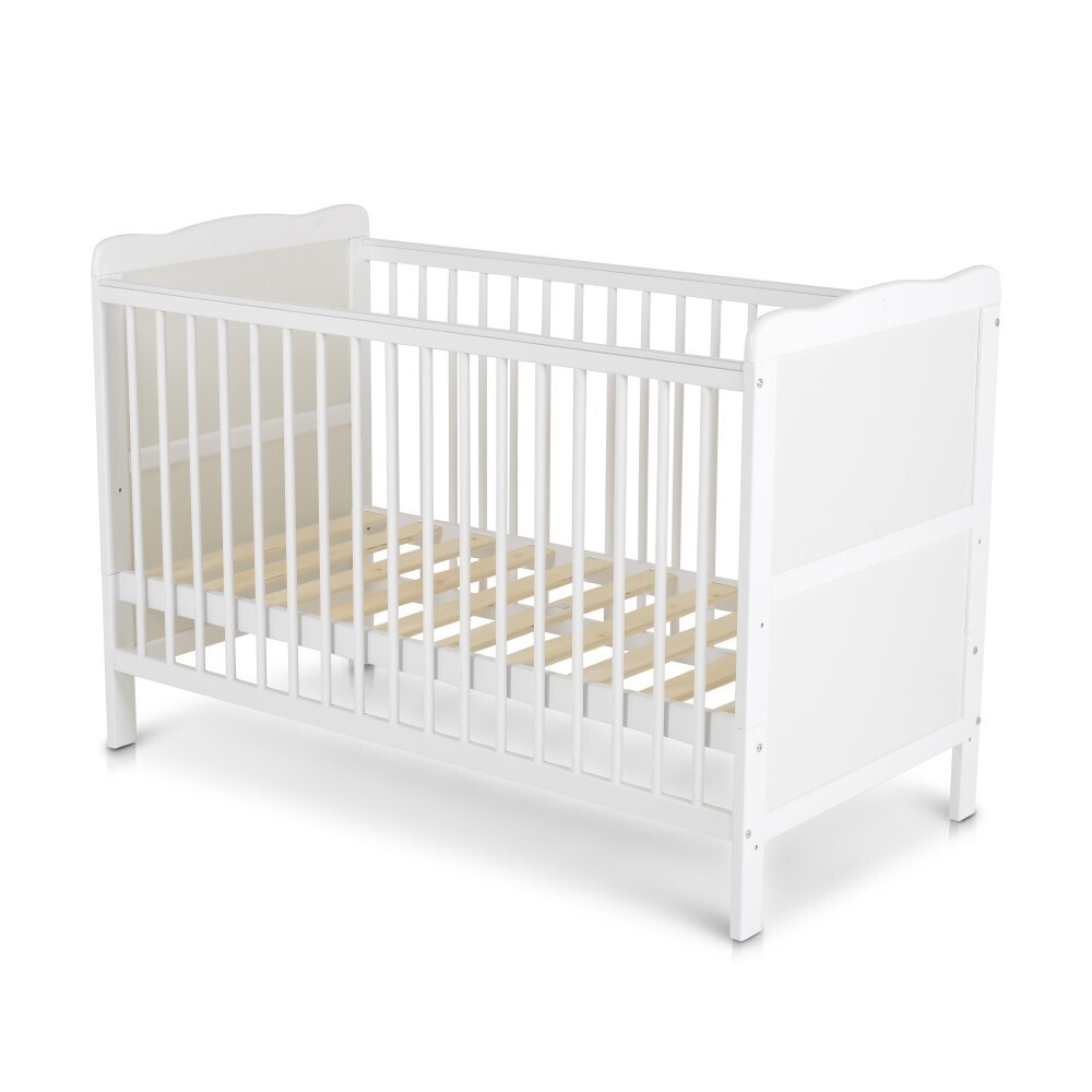 Patut 2 in1 pentru Bebelusi din Lemn Masiv de Fag   Multifunctional,   Co - Sleeper  - Transformabil in Pat Junior,  Utilizabil pana la 6-7 Ani , Dimensiune 120x60  CM - ALB [11]