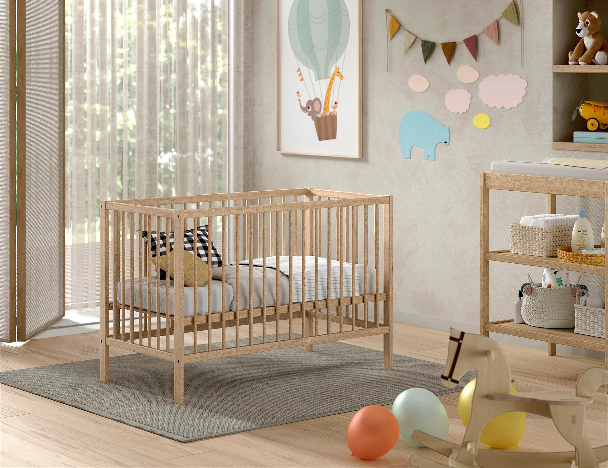 Patut copii 120x60 cm din 100% lemn de fag, Primii Pasi [2]